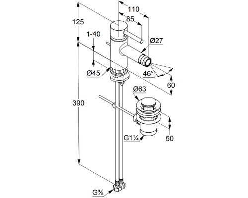 Смеситель для биде Kludi Bozz 385335376 Белый матовый