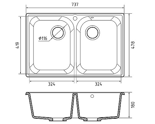 Кухонная мойка GranFest Quarz GF-Z15 Песочная