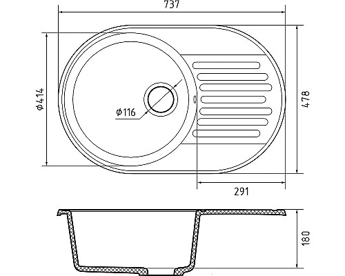 Кухонная мойка GranFest Quarz GF-Z18 Темно-серая