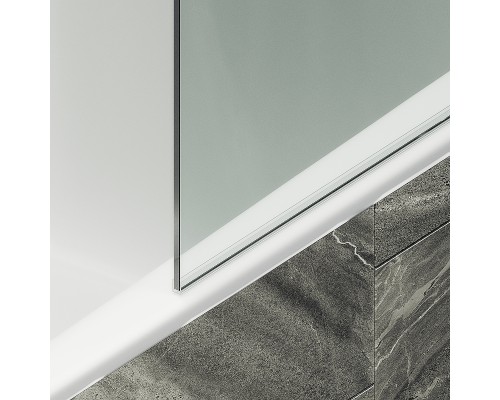 Шторка на ванну Maybah Glass MGV-248-1ш 300x1400 в широком профиле Белый стекло прозрачное