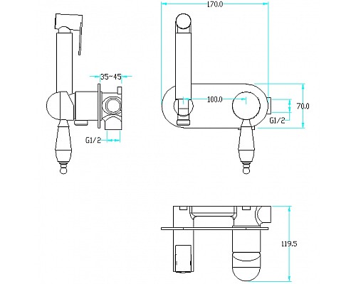 Гигиенический душ со смесителем Boheme Brillante 426-SW Хром