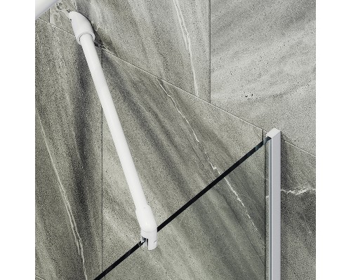 Шторка на ванну Maybah Glass MGV-131-1у 340x1400 в узком профиле Белый стекло прозрачное