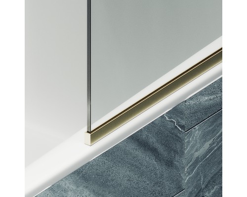 Шторка на ванну Maybah Glass MGV-126-3у 440x1400 в узком профиле Золото стекло прозрачное