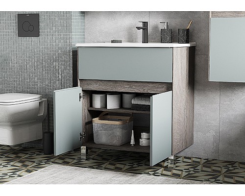 Тумба под раковину Aquaton Форест 75 1A278301FR9C0 Дуб рошелье Сумеречный голубой