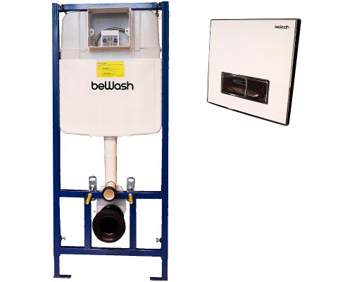 Инсталляция beWash BW74 K500RZVP0500BYC00000 для унитаза с клавишей смыва Белое стекло Хром