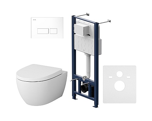 Комплект унитаза с инсталляцией AM.PM Awe IS47001.111738 с сиденьем Микролифт и Белой клавишей смыва