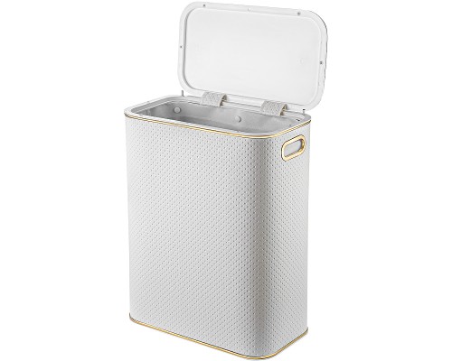 Корзина для белья Geralis PWG-B Punto Белая, кант Золото, стандартная