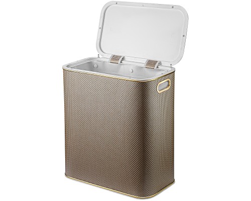 Корзина для белья Geralis RBG-M Ромб Бежевая темная, кант Золото, малая