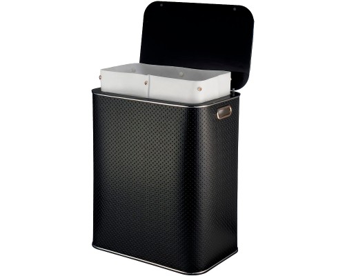 Корзина для белья Geralis PBH-S Punto Черная, кант Хром, большая
