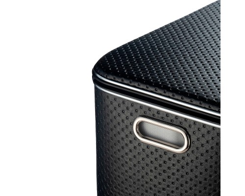 Корзина для белья Geralis PBH-S Punto Черная, кант Хром, большая