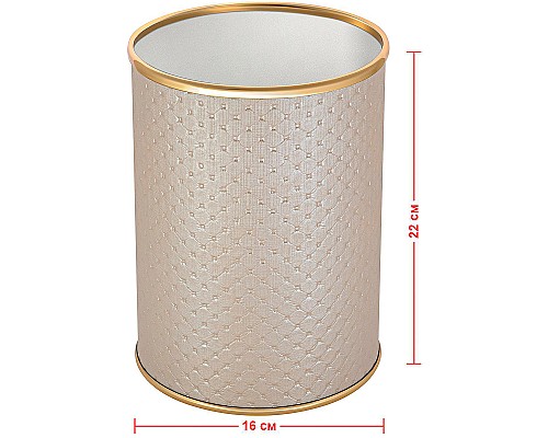Ведро для мусора Geralis M-PLG-B Punto Бежевое, кант Золото, 3 л