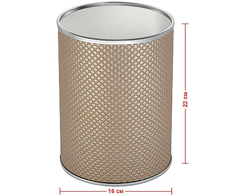 Ведро для мусора Geralis M-RBH-B Ромб Бежевое темное, кант Хром, 3 л