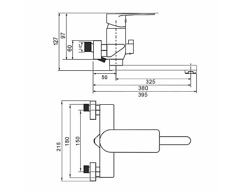 Смеситель для ванны WesnaArt Ray RAY11-320 универсальный Хром