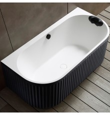 Ванна из искусственного камня Abber Leipzig 170x80 Черно-белая матовая без гидромассажа