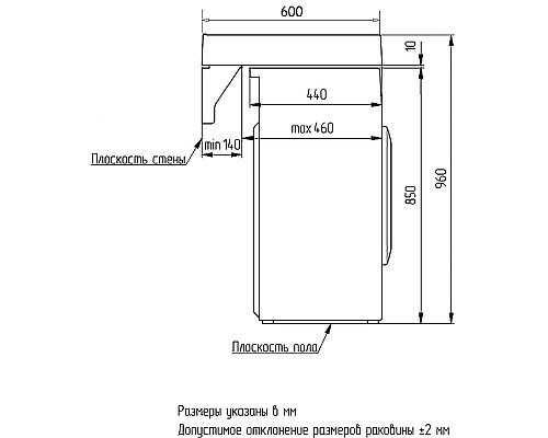 Раковина Azario Slim 60 CS00078302 на стиральную машину Белая