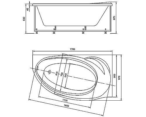 Акриловая ванна Azario Paolina 170х97 R AV.0071170 без гидромассажа