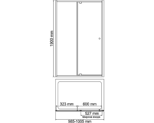 Душевая дверь WasserKRAFT Aula 100 11P12 профиль Хром стекло прозрачное
