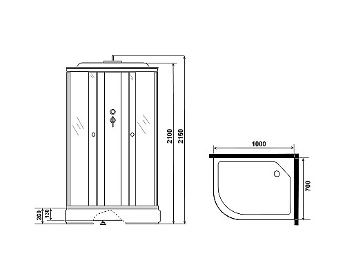 Душевая кабина Niagara Promo 100x70 R P100/70/26R/MT без гидромассажа