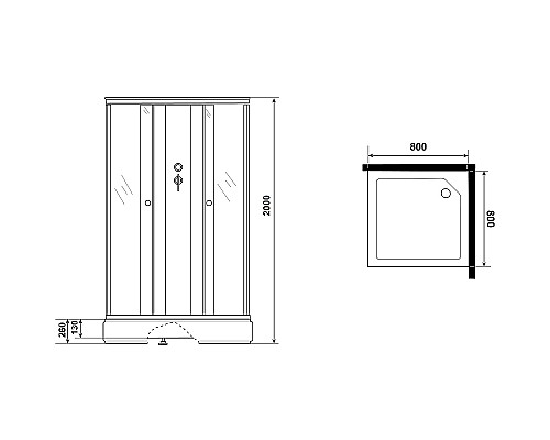 Душевая кабина Niagara Promo 80x80 P80/26Q/MT/BK без гидромассажа