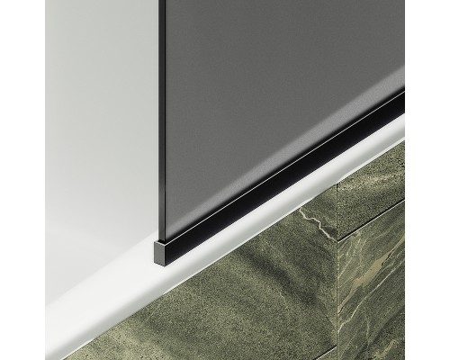 Шторка на ванну Maybah Glass MGV-153-6у 740x1400 в узком профиле Черный стекло графитовое матовое