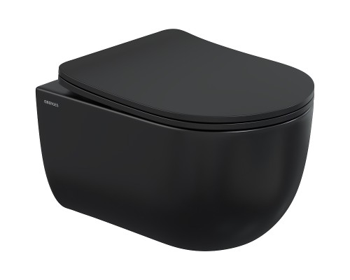 Комплект унитаза Berges Ventas Black с инсталляцией Atom Line Черный с сиденьем Микролифт и Черной Soft touch Хром глянец клавишей смыва