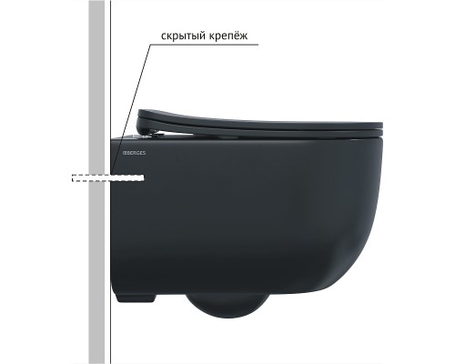 Комплект унитаза Berges Ventas Black с инсталляцией Atom Line Черный с сиденьем Микролифт и Черной Soft touch Хром глянец клавишей смыва