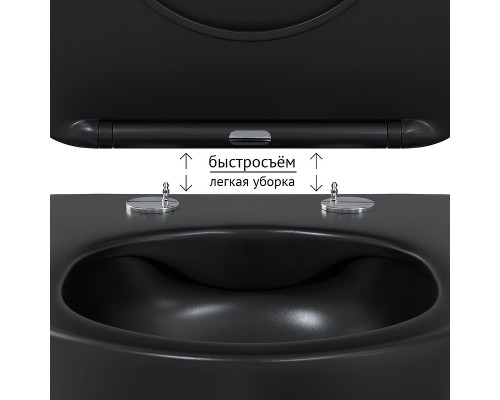 Комплект унитаза Berges Ventas Black с инсталляцией Atom Line Черный с сиденьем Микролифт и Черной Soft touch Хром глянец клавишей смыва