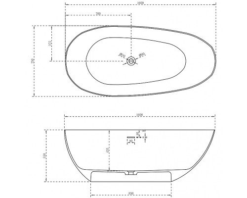Ванна из искусственного камня Abber Stein 160x75 AS9611-1.6 без гидромассажа