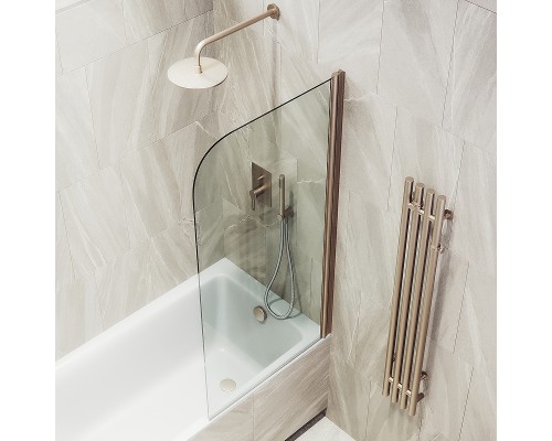 Шторка на ванну Maybah Glass MGV-597-2 500x1400 поворотная на монопетле Бронза стекло прозрачное