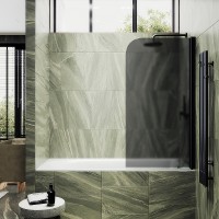 Шторка на ванну Maybah Glass 500x1400 поворотная на монопетле Черный стекло графитовое матовое