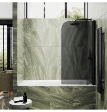 Шторка на ванну Maybah Glass 500x1400 поворотная на монопетле Черный стекло графитовое матовое