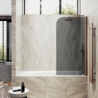 Шторка на ванну Maybah Glass 500x1400 поворотная на монопетле Бронза стекло графитовое матовое