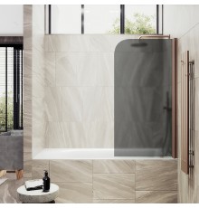 Шторка на ванну Maybah Glass 500x1400 поворотная на монопетле Бронза стекло графитовое матовое