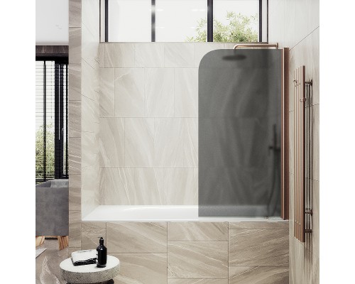 Шторка на ванну Maybah Glass 500x1400 поворотная на монопетле Бронза стекло графитовое матовое