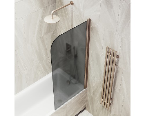 Шторка на ванну Maybah Glass 500x1400 поворотная на монопетле Бронза стекло графитовое матовое