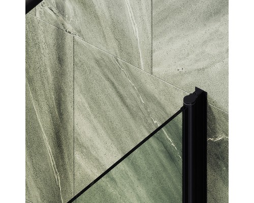 Шторка на ванну Maybah Glass MGV-599-6 700x1400 поворотная на монопетле Черный стекло прозрачное