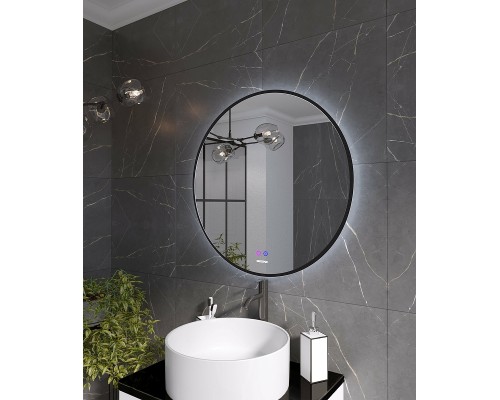 Зеркало Grossman Cosmo-норма Black 70 1970702 с подсветкой Черное с сенсорным выключателем и подогревом