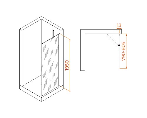 Душевая перегородка RGW Walk In WA-110W 80 351011008-15 профиль Белый стекло прозрачное
