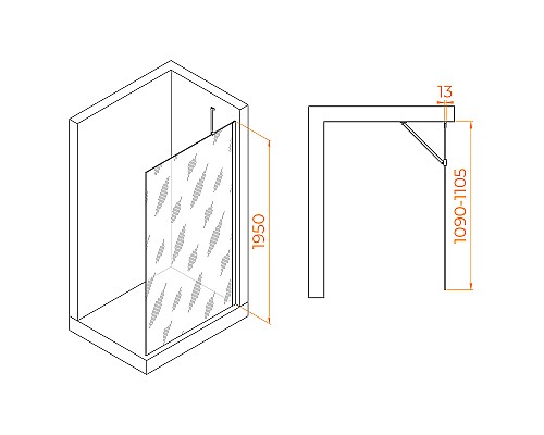 Душевая перегородка RGW Walk In WA-110W 110 351011011-15 профиль Белый стекло прозрачное