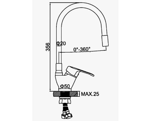 Смеситель для кухни D-Lin D150628-2C Хром Серый