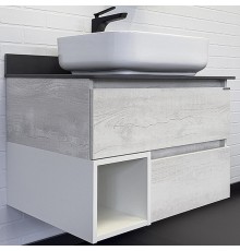 Тумба с раковиной Comforty Прага 75 00-00014832 Дуб белый Графит