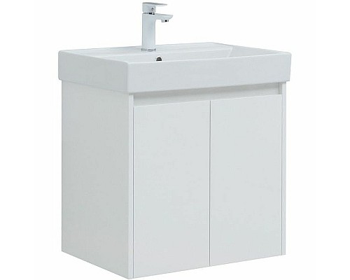 Тумба с раковиной Aquanet Nova Lite 60 302523 подвесная Белый глянец