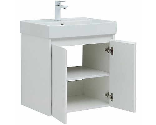 Тумба с раковиной Aquanet Nova Lite 60 302523 подвесная Белый глянец