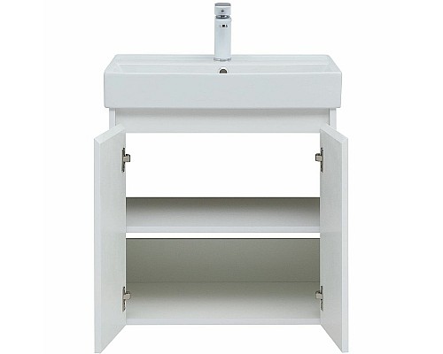 Тумба с раковиной Aquanet Nova Lite 60 302523 подвесная Белый глянец