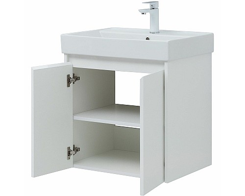 Тумба с раковиной Aquanet Nova Lite 60 302523 подвесная Белый глянец