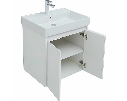 Тумба с раковиной Aquanet Nova Lite 60 302523 подвесная Белый глянец