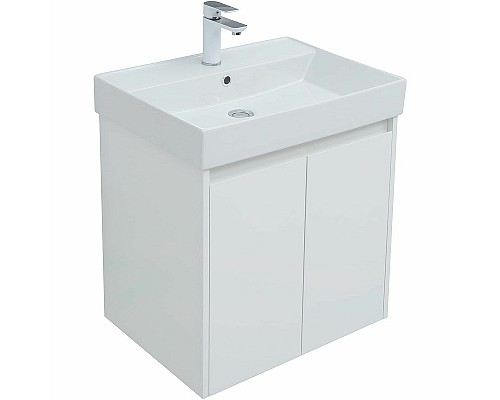 Тумба с раковиной Aquanet Nova Lite 60 302523 подвесная Белый глянец