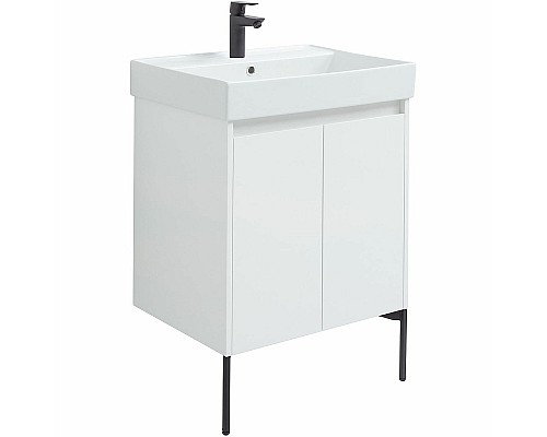 Тумба с раковиной Aquanet Nova Lite 60 302523 подвесная Белый глянец