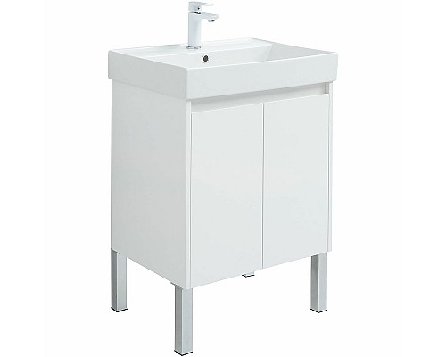 Тумба с раковиной Aquanet Nova Lite 60 302523 подвесная Белый глянец