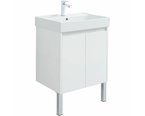 Тумба с раковиной Aquanet Nova Lite 60 302523 подвесная Белый глянец